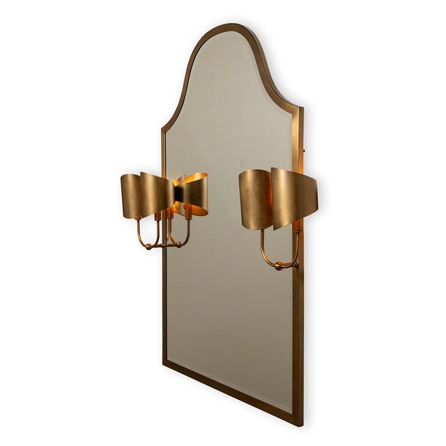 Port 68 Quinton Brass Mirror With Sconces For Sale - Image 4 of 4