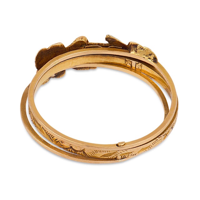 19th Century Victorian 18k Yellow Gold Fede Ring, Size 7 For Sale - Image 4 of 6