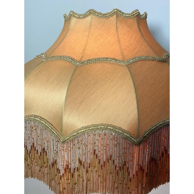 Antique Corinthian Column Brass Floor Lamp with Fringed Lampshade, England, 1890 For Sale - Image 6 of 14
