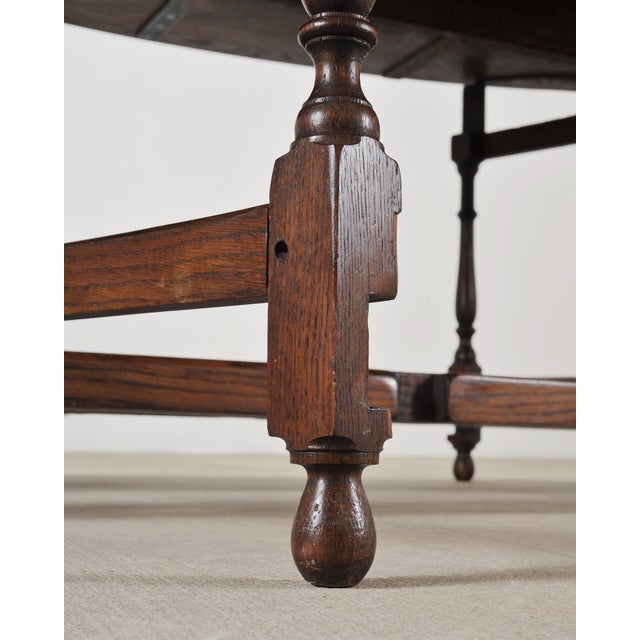 English Georgian Style Oak Drop-Leaf Wake Dining Table 7.5 Ft For Sale - Image 16 of 18