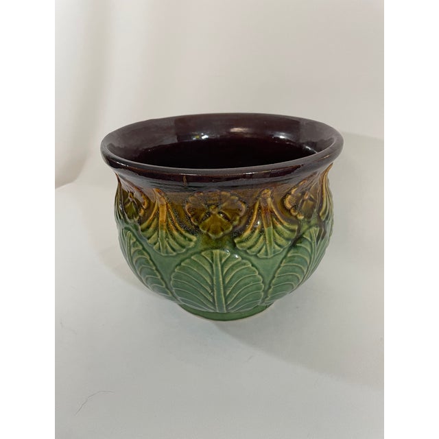 Weller Pottery Early 1900s Weller Art Pottery Majolica Cachepot Planter For Sale - Image 4 of 13