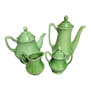 Vintage Johnson Brothers Jade Green Ironstone Coffee & Tea Service, 4-Piece Set, Mid-Century