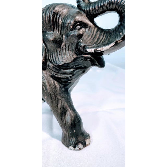 Ceramic 1930s African Sylvac Black Elephant Figurine XL For Sale - Image 7 of 9