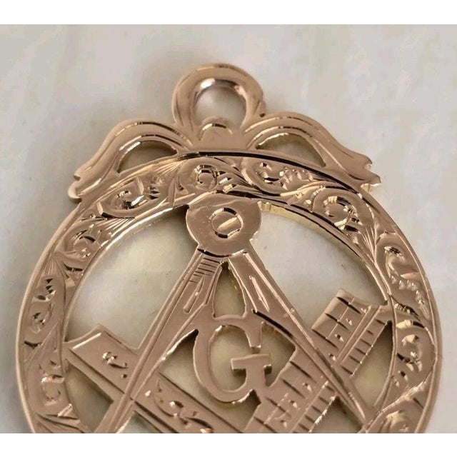 Davis 9ct Rose Gold Masonic Fob Pendant by William Oakley, 1908 For Sale - Image 6 of 18