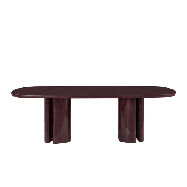 Zola Burgundy Lacquer Oval Dining Table For Sale - Image 4 of 11
