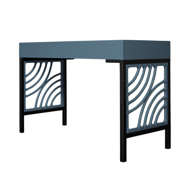 Swirl Writing Desk - Regatta Blue For Sale In West Palm - Image 6 of 9