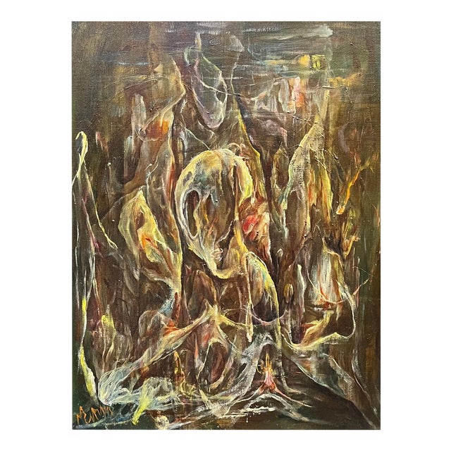 Vivaldo Martini, Abstract Composition No. 5, Oil on Canvas For Sale