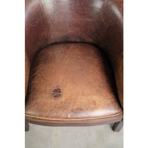 Vintage Sheepskin Club Armchair For Sale - Image 6 of 13