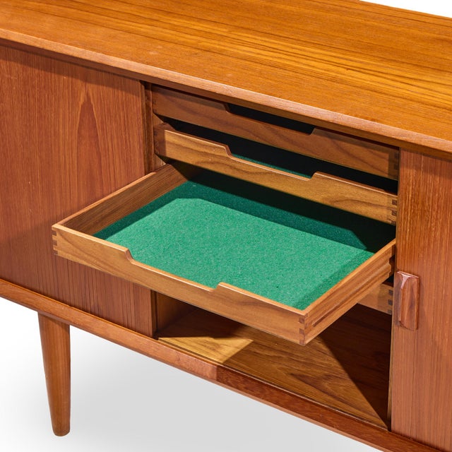 Svend Aage Larsen Mid Century Danish Teak Tambour Door Credenza For Sale - Image 11 of 12