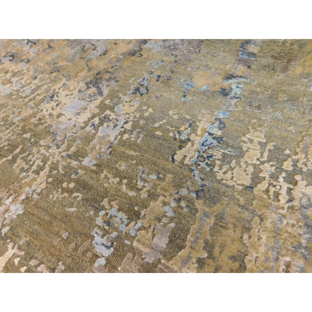Rare and One-of-a-Kind Hand Knotted Rug With High and Low Texture in Wool and Real Silk. 9'x 12'1" For Sale - Image 16 of 18