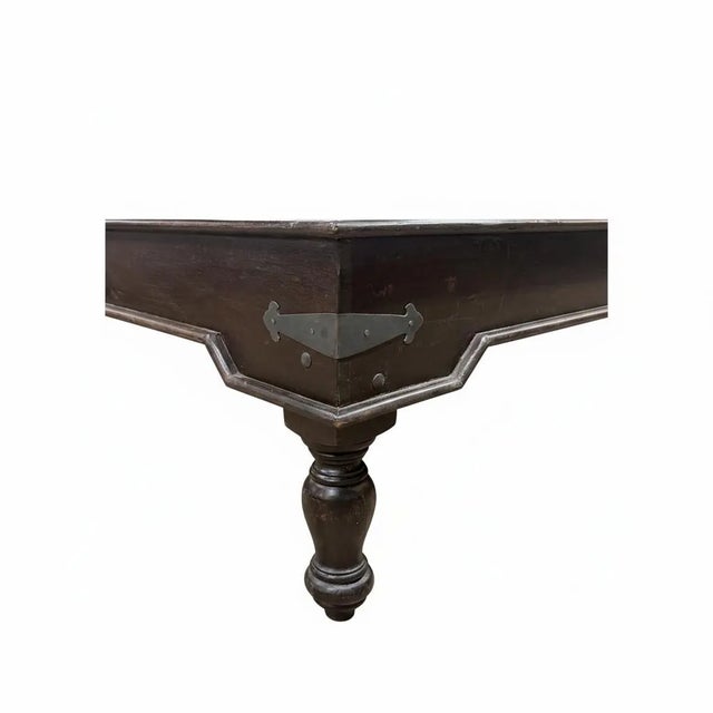 Far Pavilions 1960s Rustic Brown Solid Wood Repurposed Antique Door Coffee Table For Sale - Image 4 of 6