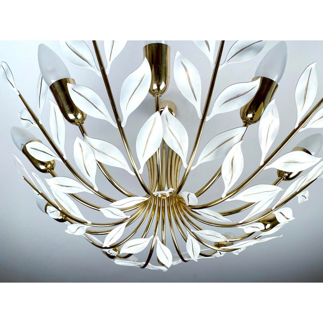 Vintage Floral Pendant Light from Vereinigte Werstaetten, 1950s For Sale - Image 4 of 18