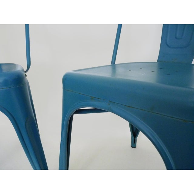 Vintage Tolix Chairs in Blue Metal by Xavier Pauchard, 1970s, Set of 2 For Sale - Image 6 of 10