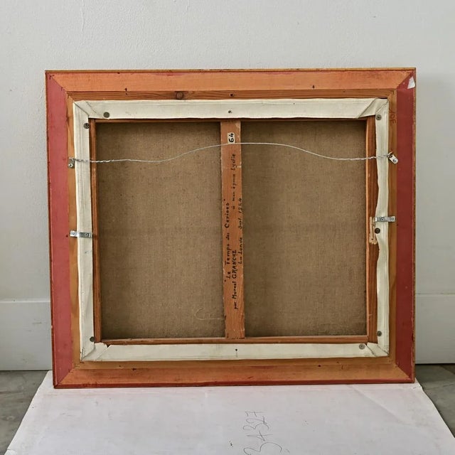 1980s French Vintage 1980s Framed Oil Painting Portrait in Cherry Season For Sale - Image 5 of 8