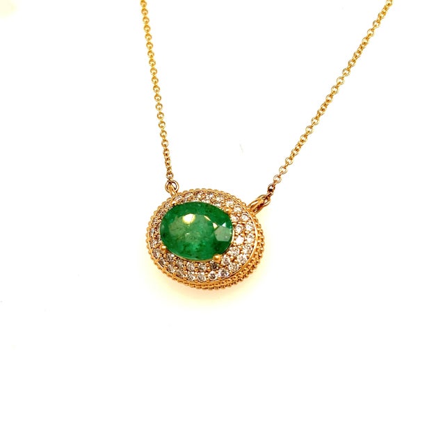 2010s Natural Emerald Diamond Necklace 14k Gold 6.29 Tcw Certified For Sale - Image 5 of 12