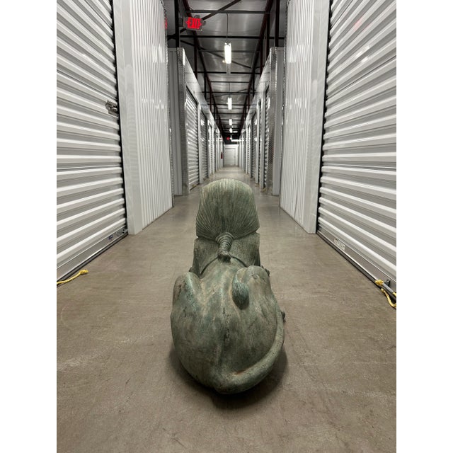 Early 20th Century Large Grand Tour Bronze Sphinx in Repose Statue For Sale - Image 5 of 12