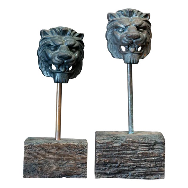 19th Century English Mounted Lion Masks in Cast Iron For Sale