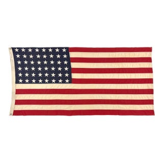 Large Vintage Cotton American Flag With 48 Sewn Stars For Sale