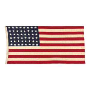 Large Vintage Cotton American Flag With 48 Sewn Stars