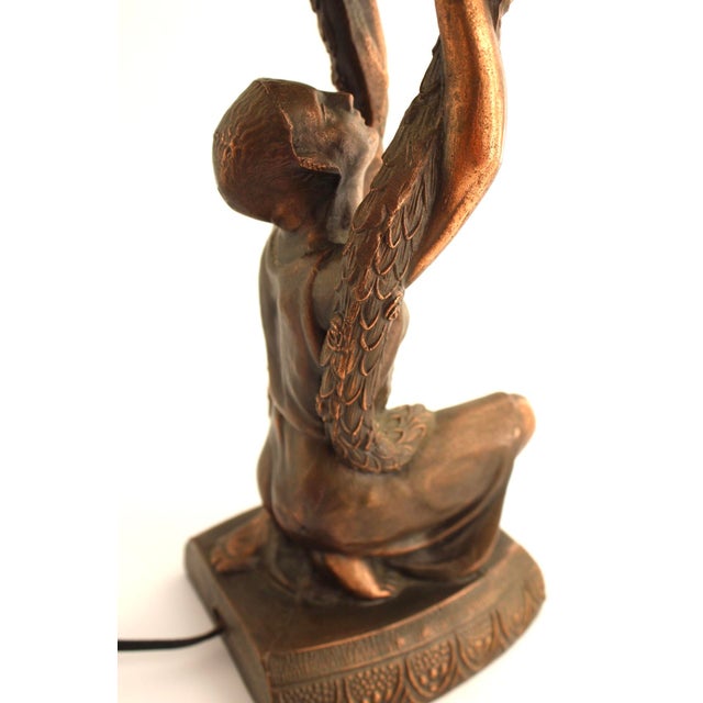 VTG 1920's Art Deco Joan of Arc Table Lamp by La Belle W/ Glass Globe For Sale - Image 11 of 17