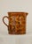 French Savoie Glazed Earthenware Pitcher decorated with hand-trailed yellow slip lattice, green dot rosettes and manganese...