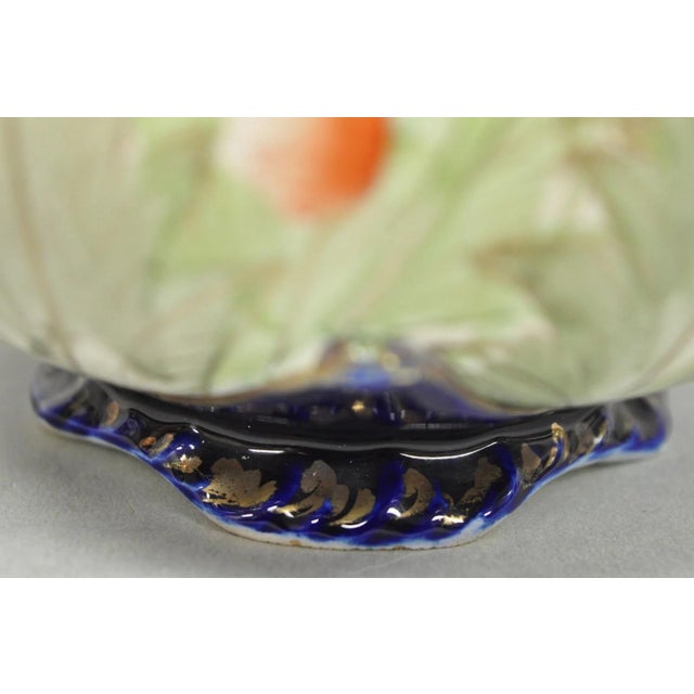 Ceramic Antique Royal Nippon Hand Painted Nishiki Cobalt Blue Floral Vase With Stopper For Sale - Image 7 of 17