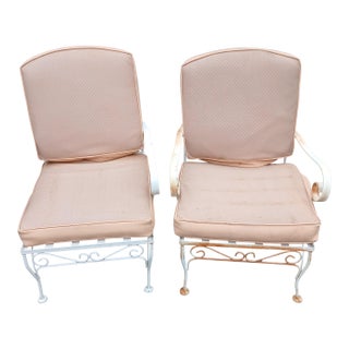 Vintage Wrought Iron Patio Lounge Chairs, a Pair For Sale