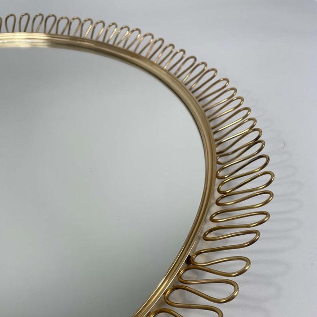 1950s Large Brass Loop Wall Mirror by Josef Frank, Sweden, 1950s For Sale - Image 5 of 12