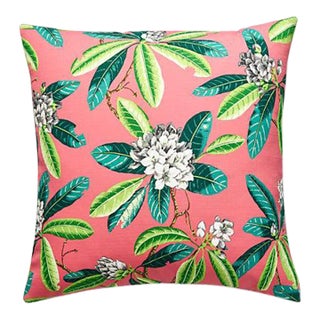 The House of Scalamandré Rhododendron Outdoor Pillow, Flamingo For Sale