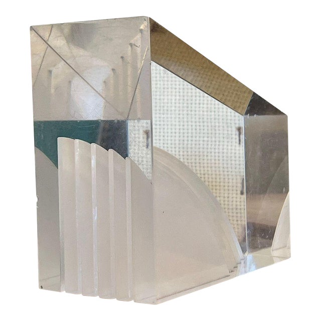 1970s Mid-Century Modern Geometric Lucite Bookend For Sale