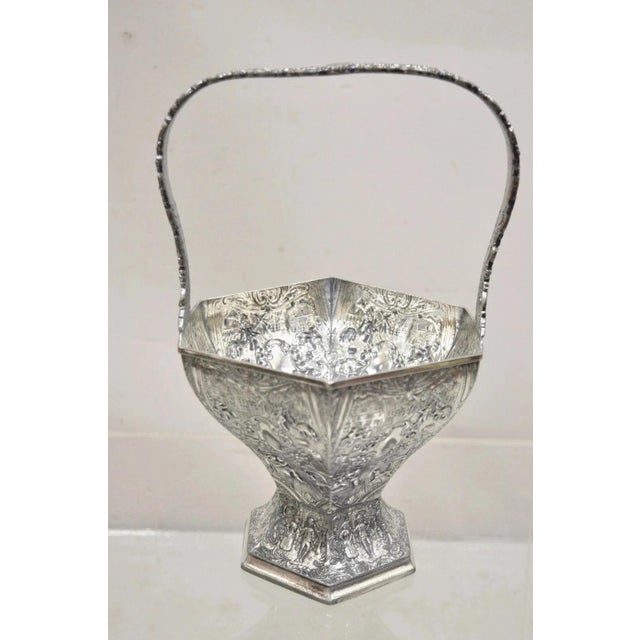 Antique Derby Sp Co International Silver Plated Wedding Basket W Repousse For Sale - Image 12 of 12