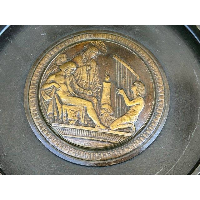 Antique Egyptian Revival Figural Embossed Bronze Footed Compote Tazza Bowl For Sale - Image 12 of 12