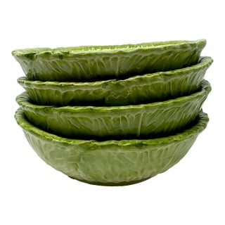 The Mane Lion Handcrafted Italian Radicchio Cabbage Pasta Bowls – Light Green - Set of Four For Sale