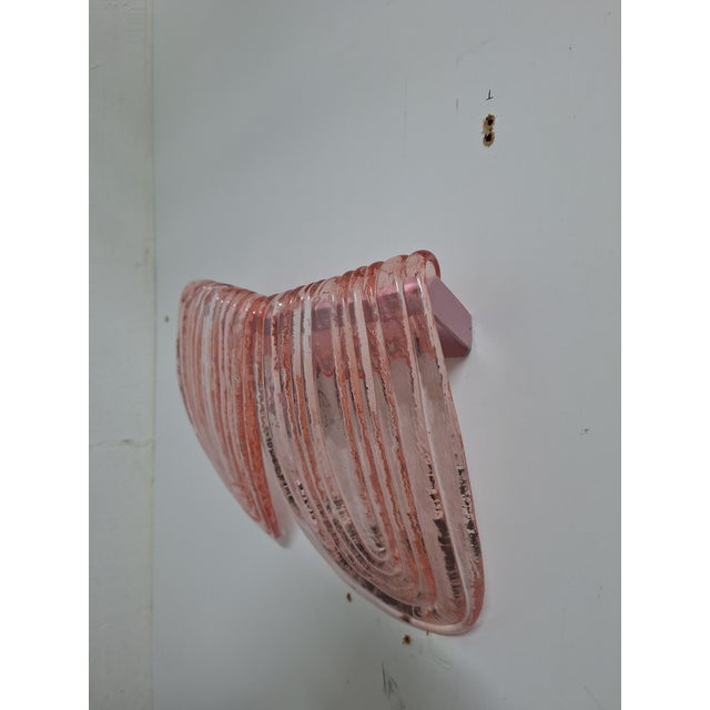 Art Deco Style Pink Murano Glass Wall Lamps, 1940s, Set of 2 For Sale - Image 6 of 11