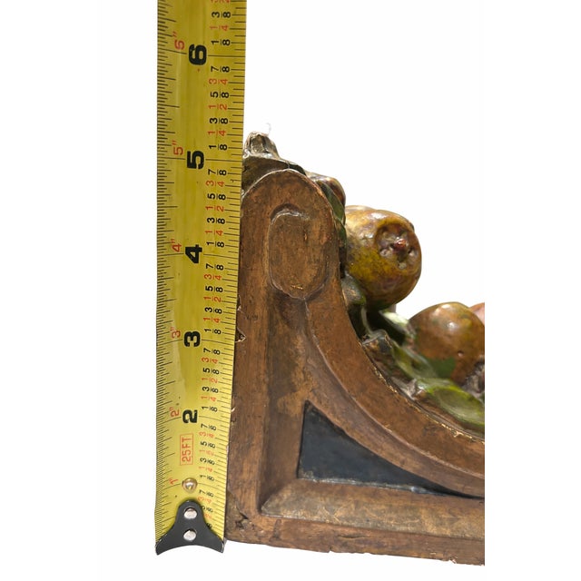Wood Ready to Hang Antique Late 19th Century Barbola-Style Fruit Motif Decorative Corbel / Architectural Ornament – 9” For Sale - Image 7 of 18
