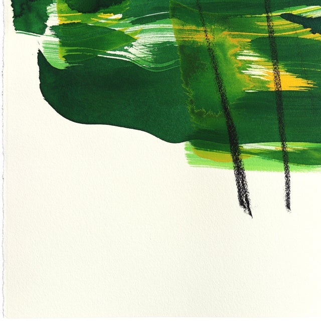 Forest 5 - Original Green Minimalist Abstract Landscape Ink Painting on French Linen Paper by Bettina Mauel For Sale - Image 4 of 6