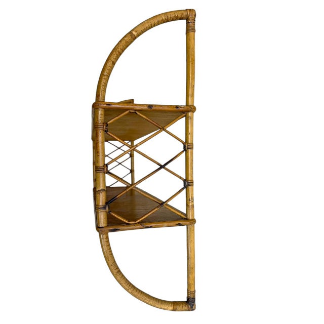French Rattan Bamboo Wall Shelf, 1960s For Sale - Image 12 of 14