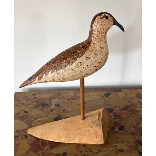 Mid-Century Modern Vintage Hand Carved and Painted Wooden Shorebird, Folk Art For Sale - Image 3 of 7