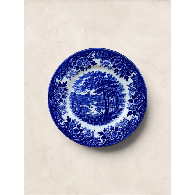 Contemporary Vintage English Churchill Blue & White Transferware Side Plates, Set of 2, Circa 1997 For Sale - Image 3 of 6