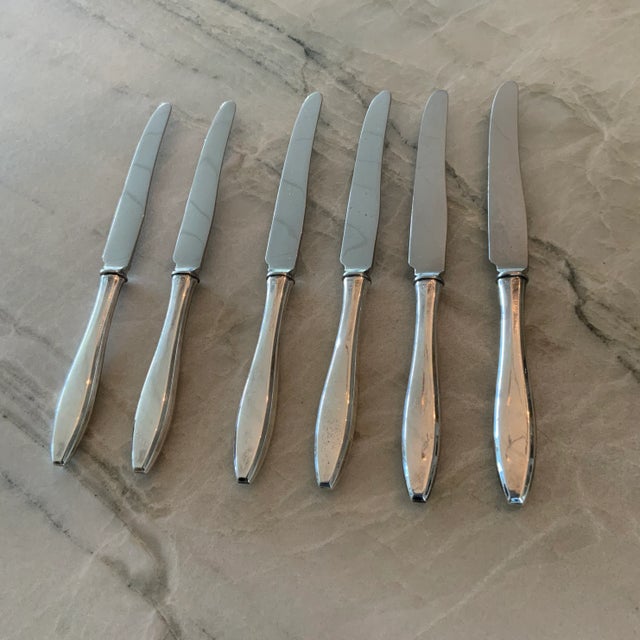 Silver Vintage Mappin & Webb Sterling Silver Knives With Finger Point Stainless Blade - Set of 6 For Sale - Image 8 of 8
