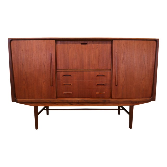 Vintage Danish Teak Cabinet with Bar Section and Sliding Doors from Clausen & Søn, 1960s For Sale