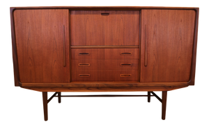Vintage Danish Teak Cabinet with Bar Section and Sliding Doors from Clausen & Søn, 1960s
