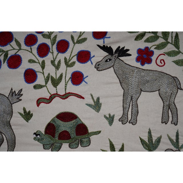 Cream Suzani Table Runner – Deer Wall Decor For Sale - Image 8 of 11