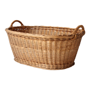 Antique Wicker Laundry Basket With Handles