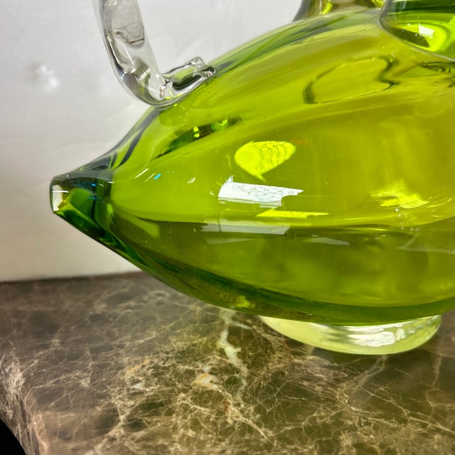 Antique Claret Wine Decanter/Carafe of Light Green Glass and Silver Plate, England For Sale - Image 4 of 12