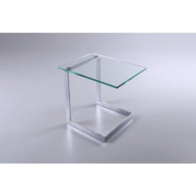 1980s Vintage Cantilever Side Table in Chrome and Glass from Gebra, 1980s For Sale - Image 5 of 15
