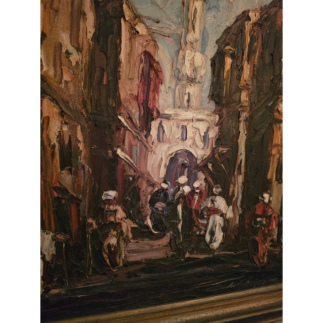 1930s Pre Mid Century Signed Impressionist Painting Orientalist For Sale - Image 9 of 9