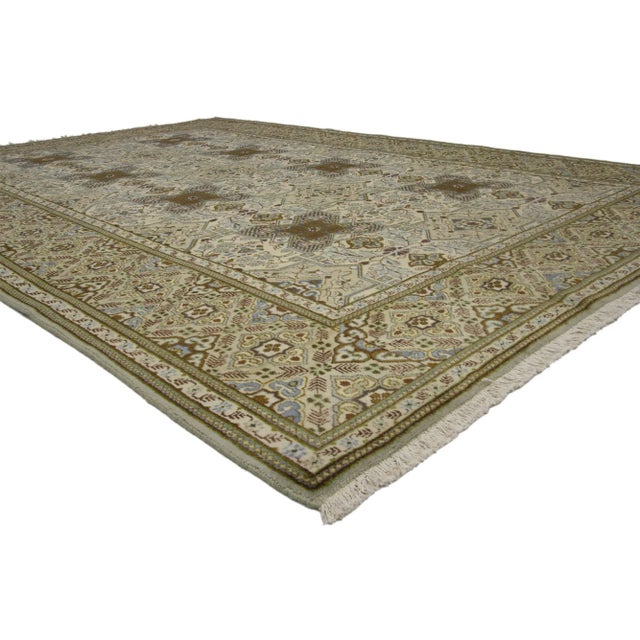 Vintage Persian Tabriz Rug with Islamic Quatrefoil Tile Art Work Design 06 10 x 09 11. Elegant and captivating, this hand-...