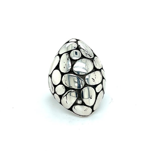 1990s John Hardy Estate Ladies Kali Pebble Marquise Dome Ring 6 Sterling Silver For Sale - Image 10 of 12
