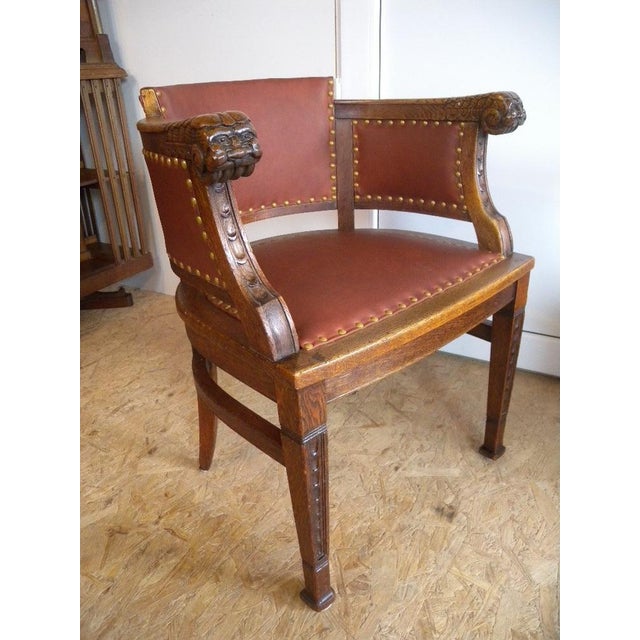 Art Nouveau Armchair in Wood and Cow Leather, 1910 For Sale - Image 17 of 18
